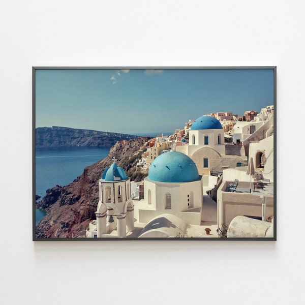 Santorini Wall Art, Greece Print, Santorini Print, Greece Wall Art, Coastal Wall Decor, Mediterranean Art, Printable Art, Digital Download