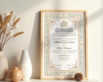 Luxury Nikkah Certificate Template, Editable Islamic Nikah Nama, Muslim Marriage Certificate Printable, Instant Download