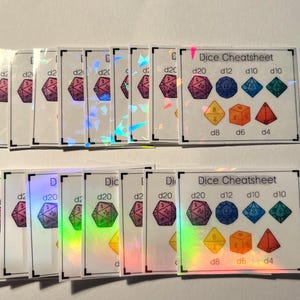 Roleplaying Dice Cheat Sheet | Holographic Rainbow Stickers