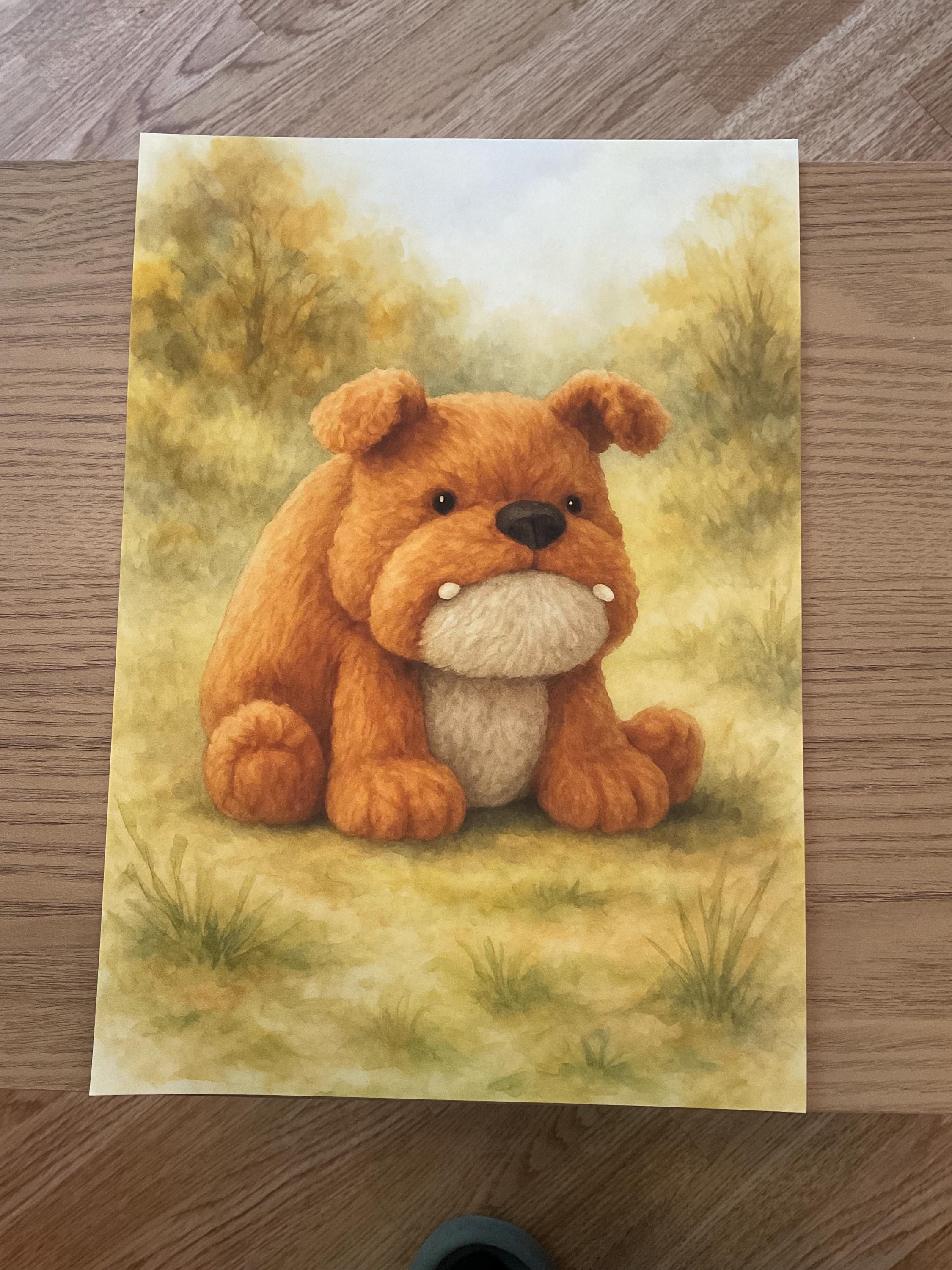 Jellycat Inspired Watercolour Derreck the Dog Habitat Style Print