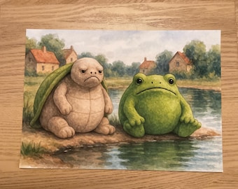 Jellycat Inspired Watercolour Ricky Rain Frog and Timmy Turtle Print