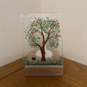 Summer Tree Fused Glass Tea light/Candle Holder Glass Art Gift
