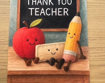 Impresión estilo "Gracias al profesor" en acuarela inspirada en Jellycat