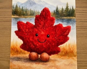 Jellycat Inspired Watercolour Canadian Exclusive Maple Leaf in the Rockies Print