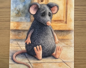 Jellycat Inspired Watercolour Lachlan Sad Rat Print