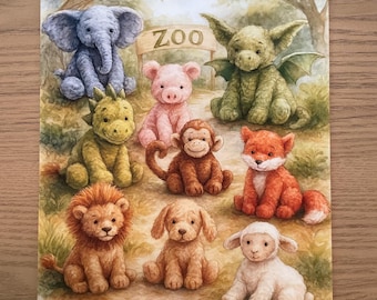 Colección de acuarelas Fuddle Wuddles inspiradas en Jellycat, impresión de estilo