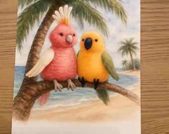 Impresión divertida de loro y cacatúa inspirada en Jellycat