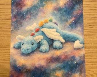 Jellycat Inspired Watercolour Magical Sky Dragon Style Print