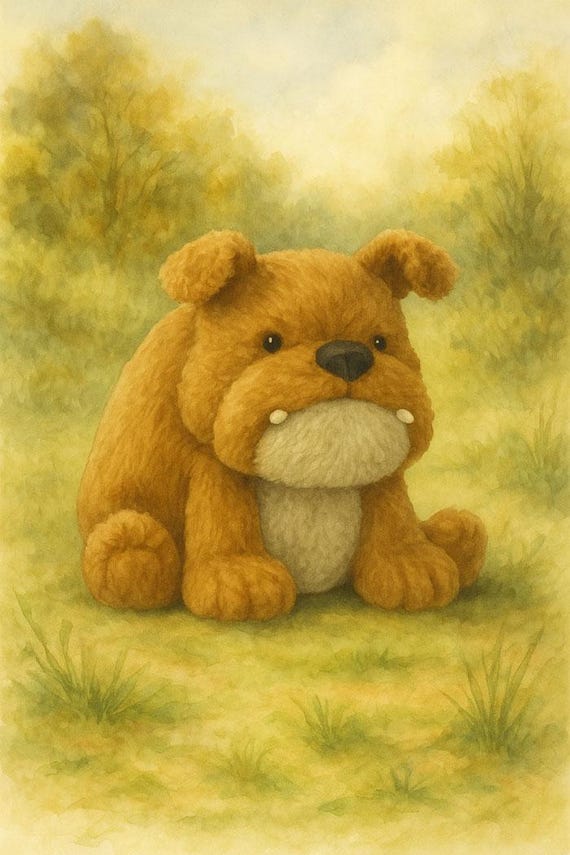Jellycat Inspired Watercolour Derreck the Dog Habitat Style Print