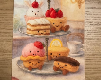 Impresión de la colección Pretty Pastelería estilo acuarela inspirada en Jellycat