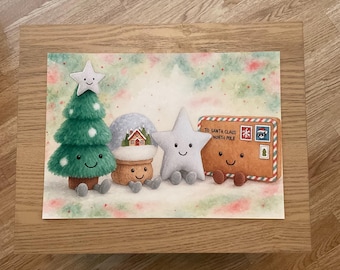Jellycat inspirado en acuarela divertida Navidad Nuevos lanzamientos Imprimir