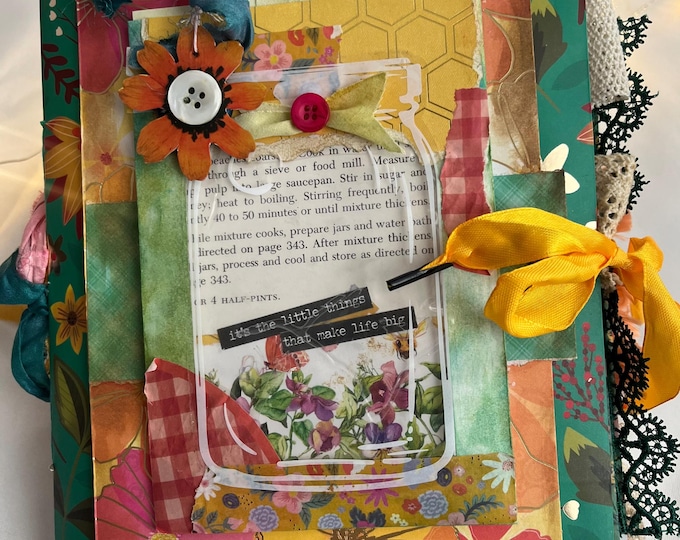 Featured listing image: Blessings Abound: Handmade Christian Junk Journal with Complimentary Gift, Featuring Honey Bee and Floral Artwork