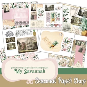 Kit de papel y material efímero para scrapbooking y diarios basura digitales My Savannah; papeles y material efímero digitales para scrapbooking y diarios basura