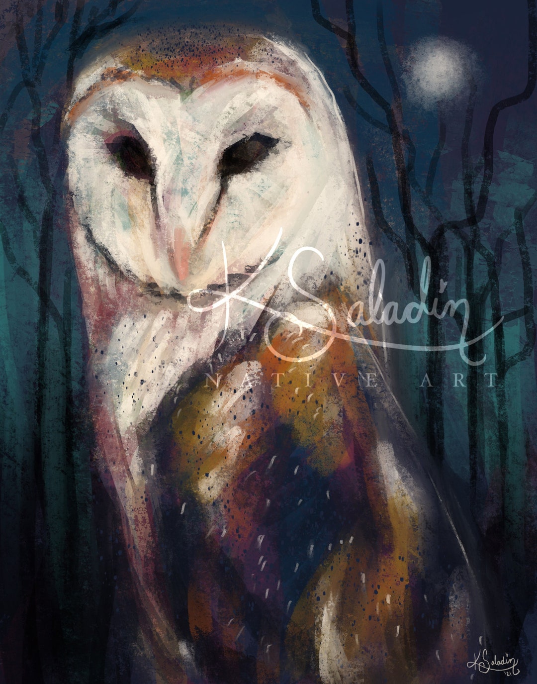 Moonlight Barn Owl Etsy