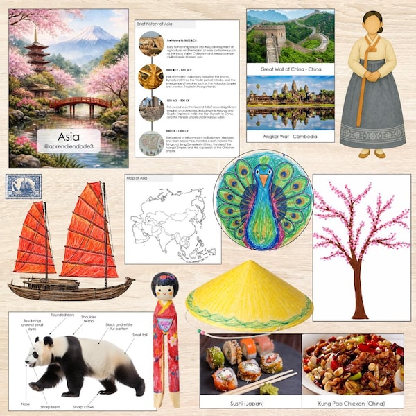 Unidad didáctica sobre Asia para niños / Actividades prácticas de geografía y cultura