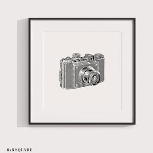 Print of Vintage Film Camera, Film Photography Poster, Mechanical Wall Art, 8x8 Square Print / 8x10 / 5x7 / A4 Unique Home Office Wall Decor