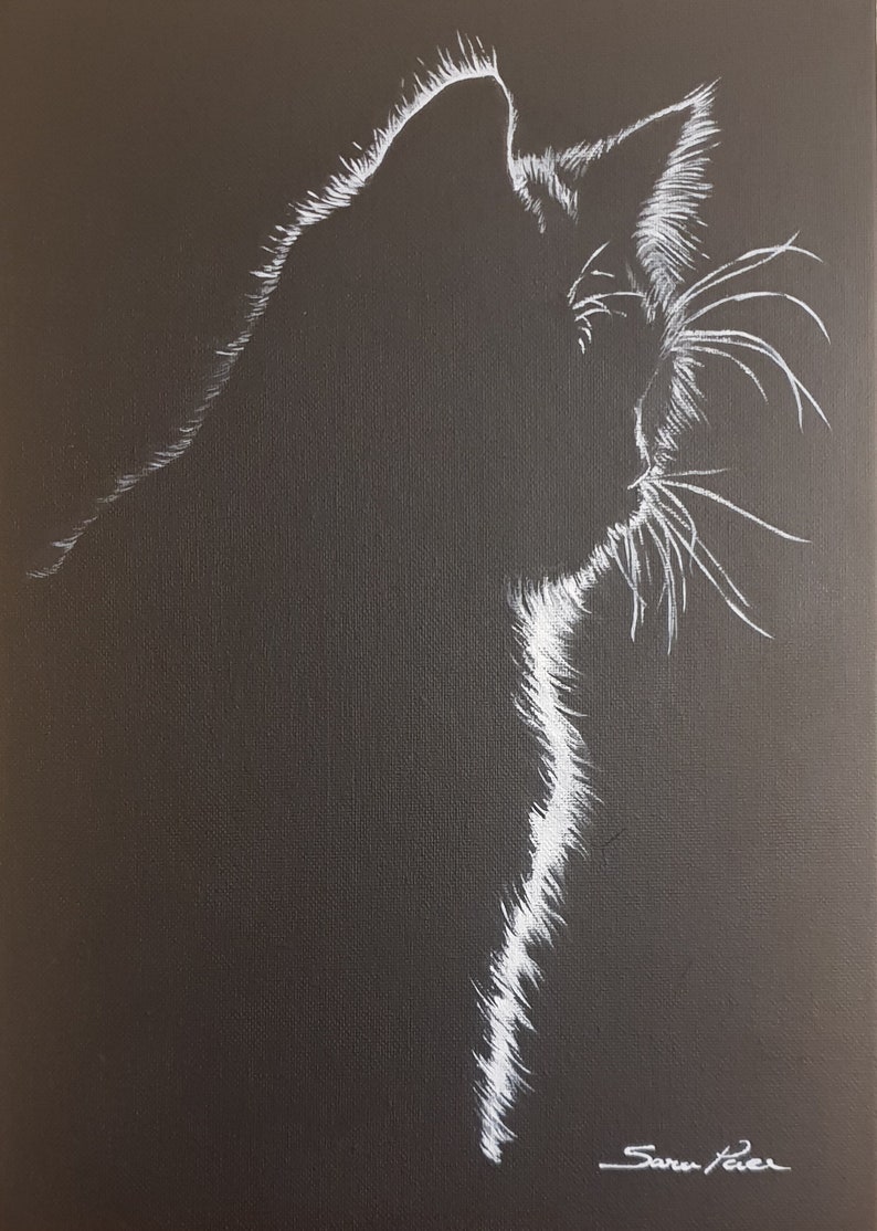 Acrylic Cat Painting Etsy