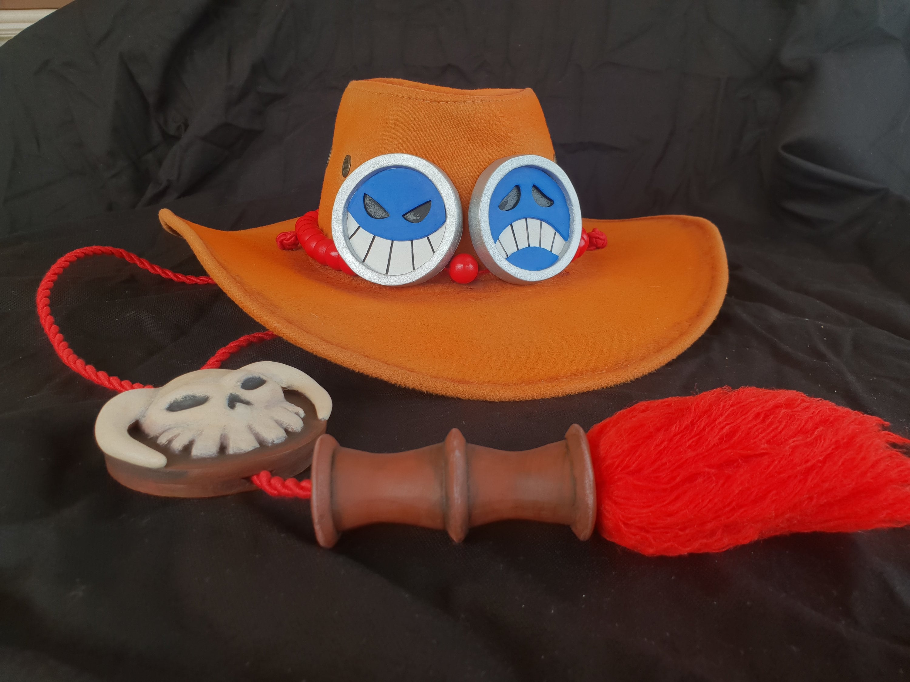  NOONSIAL OP Ace Hat and Necklace Suede Cowboy Hat Kaizokuou  Fire Fist Ace Cowboy Hat Cosplay Hat with ACE Necklace : Clothing, Shoes &  Jewelry