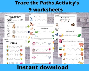 pre k 5 worksheets Tracing Practice, Pre-Writing Worksheets, Line Tracing, Toddler, Preschool, Handwriting Practice, Busy Book, Busy Binder, Homeschool