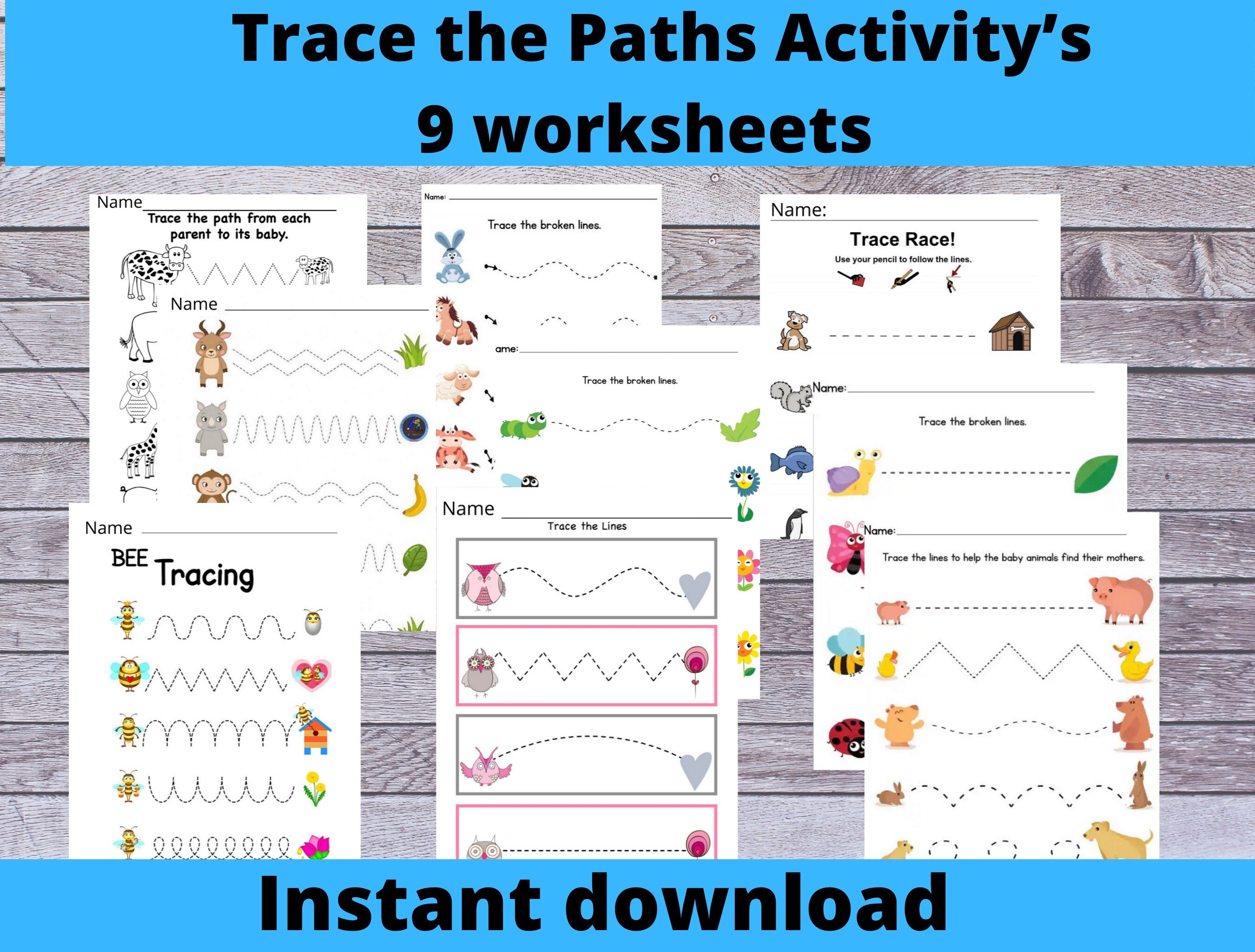 tracing practice pre writing worksheets line tracing etsy