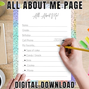 All About Me Printable for Teens + Adults Fun Get-to-Know-You Activity for Groups & Classrooms Cute Pet Theme