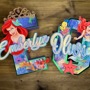 2pcs Little Mermaid 3D Letter: Custom Name Bedroom Decor