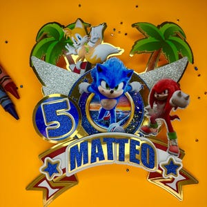 Personalized Sonic Cake Topper: 3D Shaker with Lights