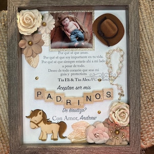 Cowboy Godparent Proposal Shadow Box: Baptism Gift