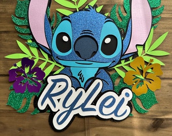 Stitch Cake Topper: Glitter Cardstock Party Decoration