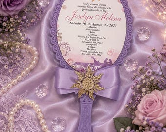 Convite Rapunzel Mirror Quinceañera: Convite Elegante XV