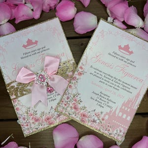 Dornröschen-Einladung, Sweet Sixteen-Einladung, Dornröschen-Geburtstag, rosa Quinceanera Einladung, Dornröschen-Hochzeit,