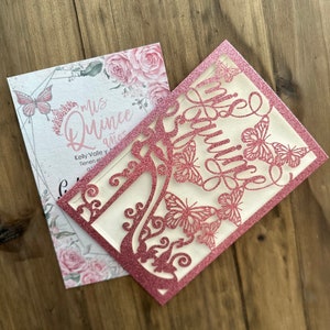 Convites personalizados cortados a laser da senhorita Quince Cartões Convite Convite Quinceanera Convite Sweet sixteen Chá de bebê