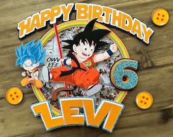 Adorno para tarta personalizado de Dragon Ball Z: Decoración para fiesta de cumpleaños con coctelera