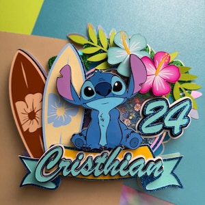 Stitch Cake Topper: Hawaiian Party Decorations
