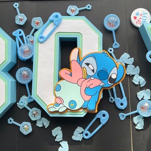 3D stitch | angel stitch , it’s a boy, baby boy, it's a girl  baby shower  gender reveal