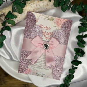 Laser Cut Heart Invitation: Shimmer Quinceanera, Baby Shower