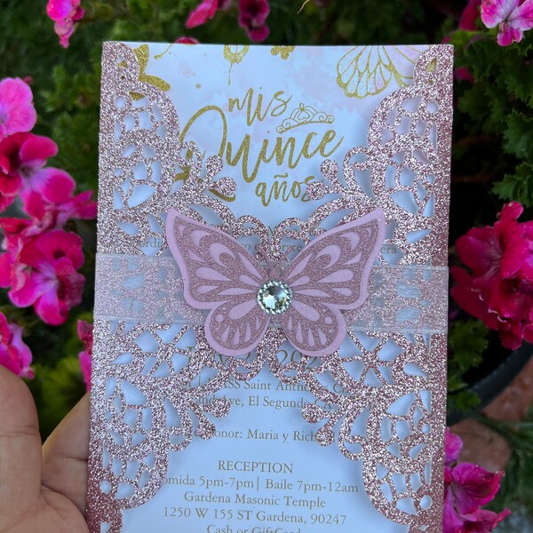 Butterfly Laser Cut Invitations: Personalized Quinceanera, Sweet Sixteen, Baby Shower