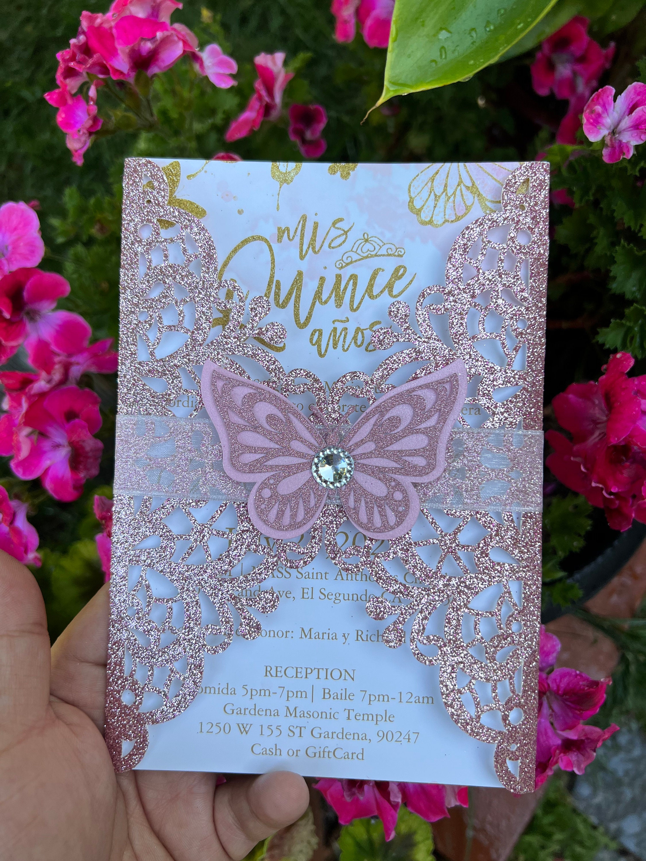 Invitaciones de mariposa cortadas a láser: personalizadas para  quinceañeras, dulces dieciséis y baby shower - Etsy México, image size:2250x3000