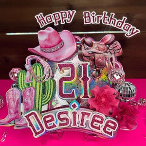 Cowgirl Disco Cake Topper/ Disco Cowgirl Cake Topper/ Cowgirl Cake Topper/ Disco Girl Cake Topper western