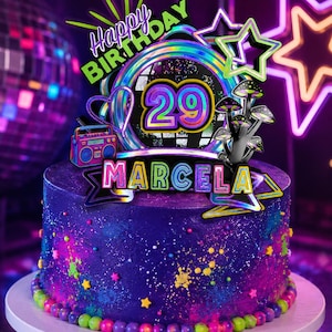 Glow Party LED Kuchen Topper, Personalisierte Geburtstagsdekoration