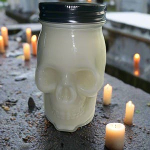 Skull Mason Jar Scented 16 oz Soy Candle