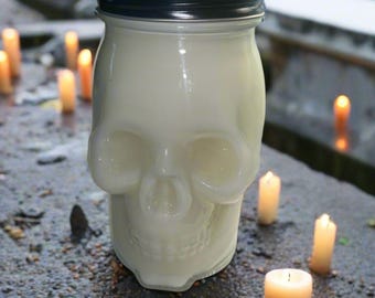 Skull Mason Jar Scented 16 oz Soy Candle