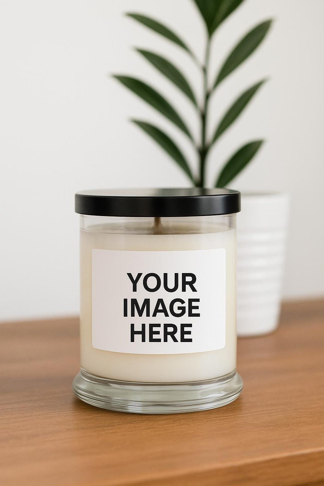 Clear Status Jar 12oz Candle Blank Label Table Mockup Image PNG Digital ...