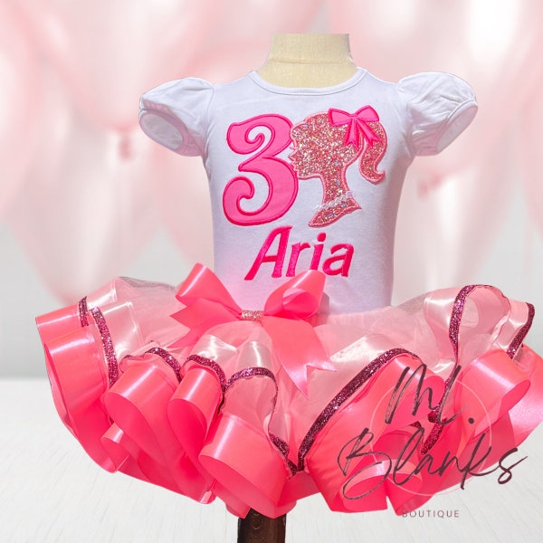 Party girl tutu, birthday tutu, fashion doll tutu, girls fashion shirt, pink tutu, costume, tutu, celebration, party outfit, party tutu