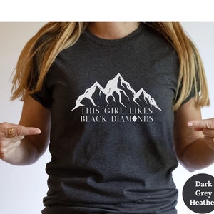 Black Diamond Tshirt, Women&#39;s Skiing Shirt, Christmas Gift for Her, Girl Trip Shirt, Winter Sports, Christmas Shirt, Double Diamond Ski, Ski