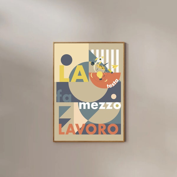 Stampa motivazionale moderna e minimalista, stampa astratta, Bauhaus, poster stampabile geometrico, arte della parete con download digitale