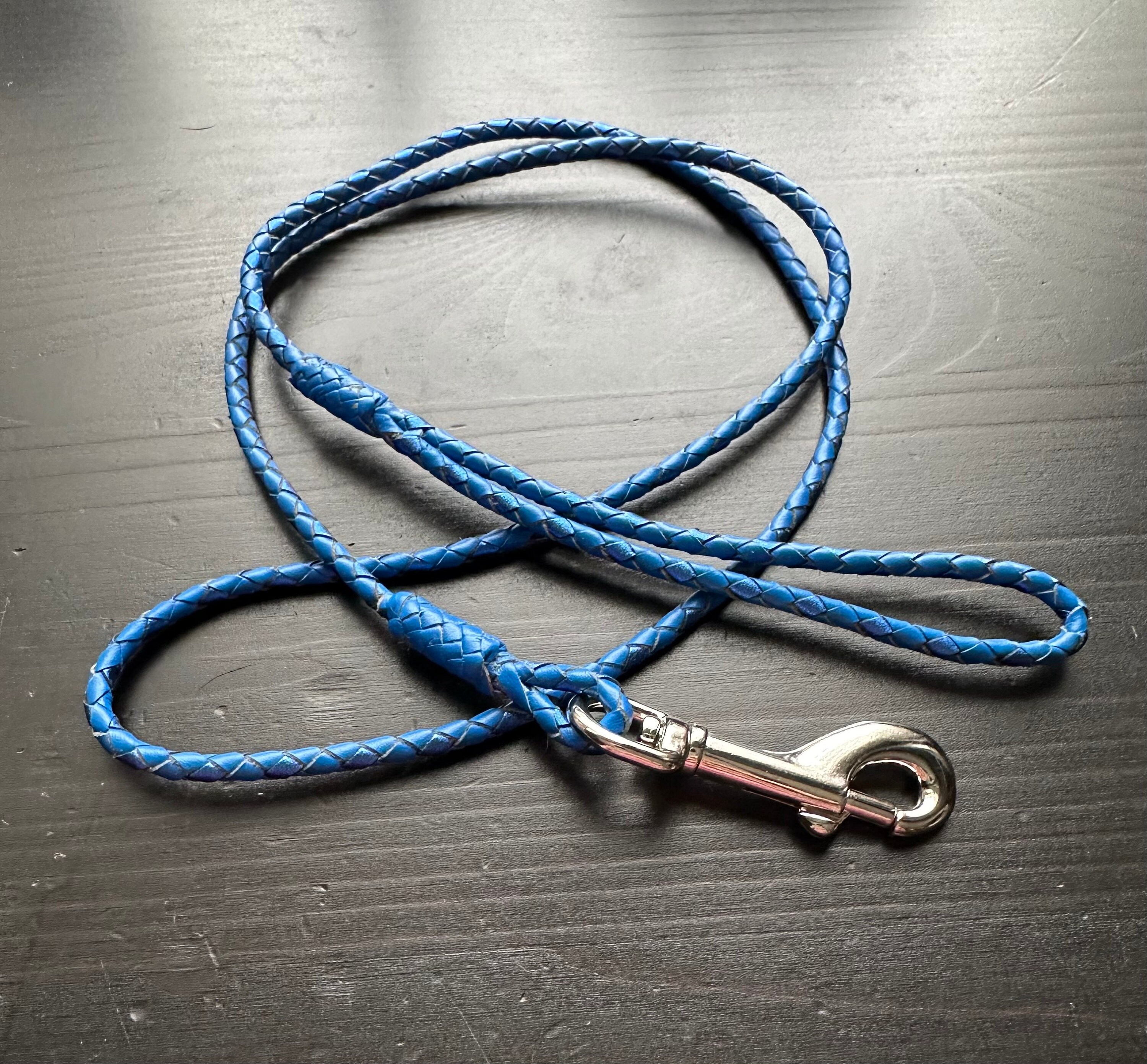 4strand Braided Kangaroo Leather Dog Show Lead in Mid Blue and Ocean Blue Foil Etsy