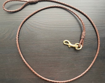 Brown Braided Kangaroo Leather Dog Show Lead