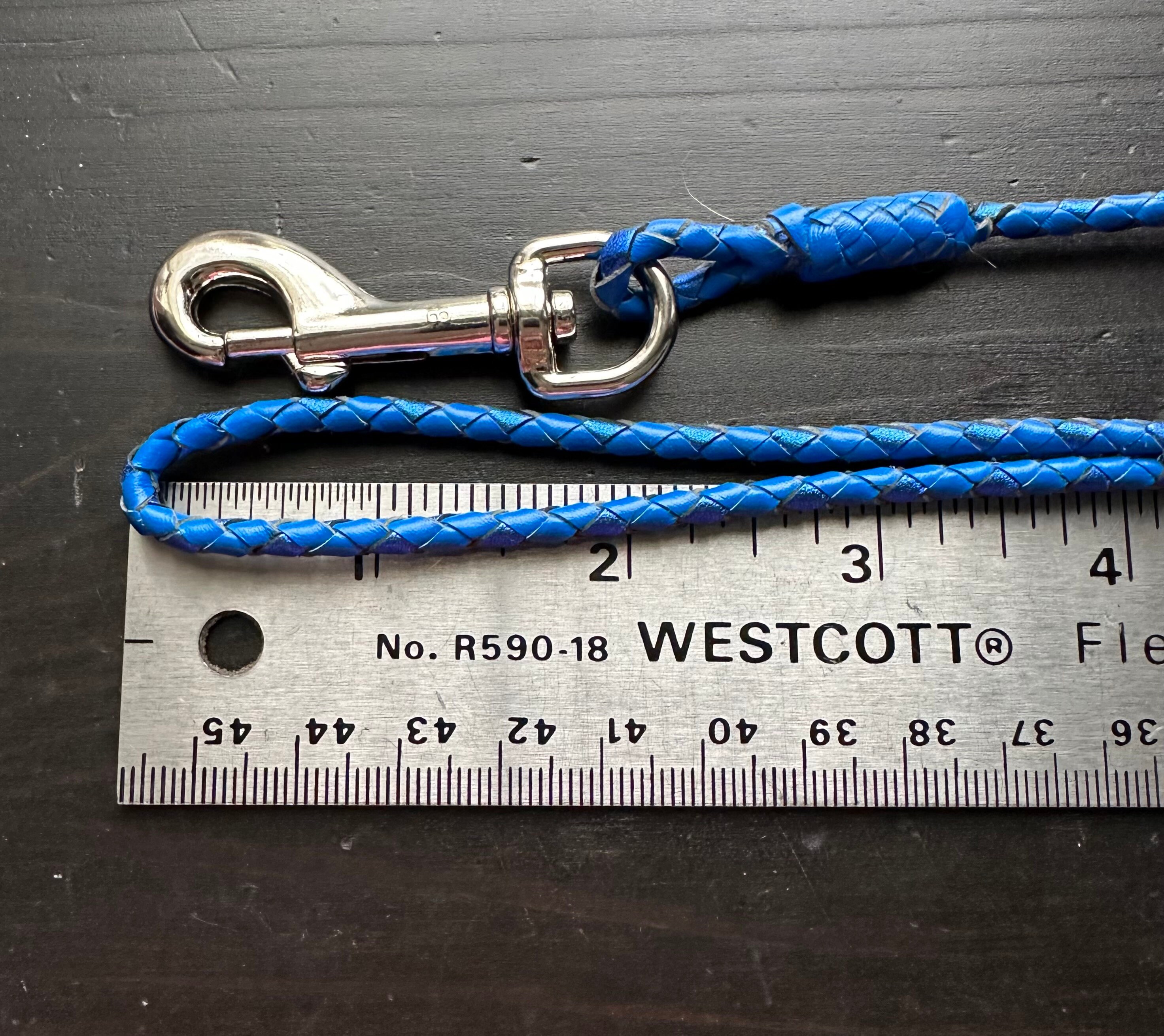 4strand Braided Kangaroo Leather Dog Show Lead in Mid Blue and Ocean Blue Foil Etsy