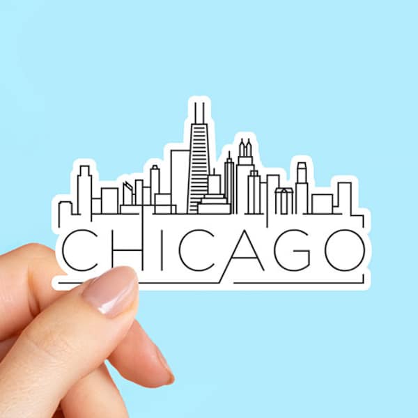Chicago Skyline Sticker, Illinois Skyline Sticker, Chicago Illinois, Skyline Stickers, Water bottle sticker, Laptop sticker